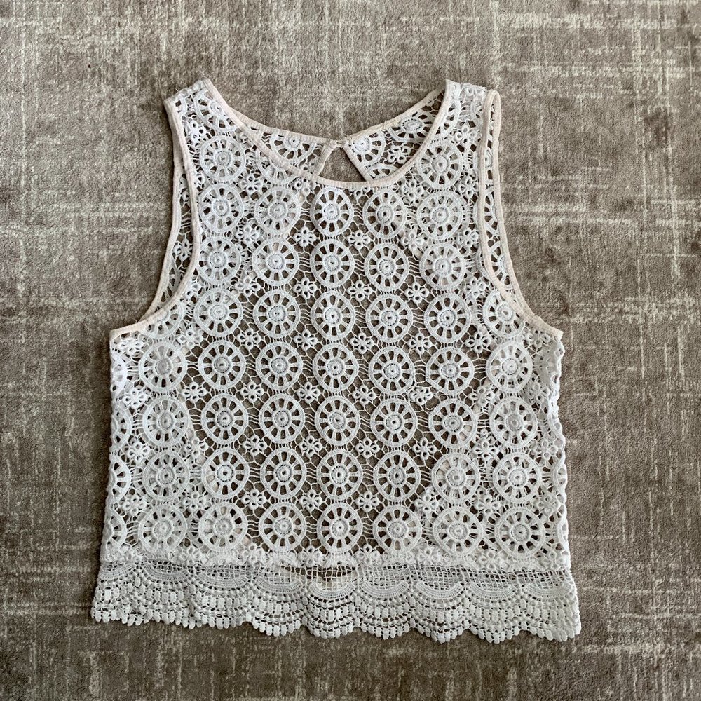 White Crochet Tank Top